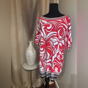Red dress shirt with design